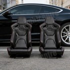1pair Reclinable Bucket Seats Black Racing Seats Sport Pvc Leather W 2 Sliders