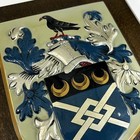 hood  Family Coat Of Arms Crest Shield Walnut Plaque Handpainted England Made
