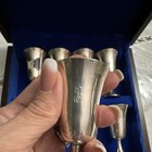 Vintage Wallace  925 Sterling Cordial Goblets Set Of 8 Monogram B Wood Box