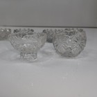 Lot Of 6 Fancy Vintage Open Salt Cellars Old Clear Crystal Glass Round