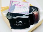 Vintage Coach Men s Signature Brown Leather Belt Silver Free World Shipping