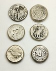 Lot Of Ancient 6 Roman Greek Silver Bronze Coins