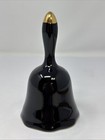 Vintage Otagiri Black Porcelain Hummingbird And Hibiscus With Gold Trim Bell