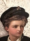 Large Antique Victorian Embossed Sailor Boy Die Cut Scrap C1880 German 11   
