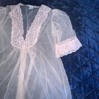 Vintage Elsie Of Miami Sheer Pink Peignoir Robe With Lace Trim