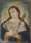 Antique Retablos Religious Figures Oil On Tin