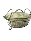 Temp-tations Ovenware Old World 2 5qt Green Figural Chicken Baker W Wire Rack