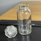 Vintage Glass Apothecary   Spice Bottle 3 7 8  Glass Lid Plastic Stopper Read