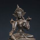 8 5  Antique Tibet Tibetan Buddhism Temple Bronze Gilt Green Tara Buddha Statue