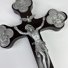 Trinity Crucifix  Budded Cross 12  Corpus Walnut Finish