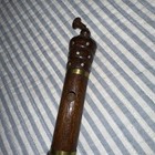 Vintage Handcrafted Dark Wood Flute With Brass Bands And Silver Dot Inlays