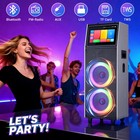 8000w Dual 10  Karaoke Machine Touchscreen Rechargeable Speaker W 2 Wireless Mic