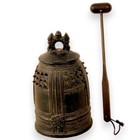 Japanese Bronze Temple Bell Antique Buddhist Metal Sculpture Bonsho 6 3 Inch