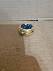 Vintage Damascene Blue And White With Gold Tone Pill Box 1 75x0 75 Inches