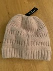 Ponytail Beanie Hat Cable Knit High Messy Bun Warm Winter Women Tail Skull Cap