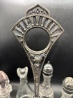 Antique Cruet Condiment Set  2118 6 Bottle Set Rare  Ornate Salt Pepper Glass