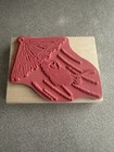 Mouse Hang Gliding Yellow Umbrella Wood Mounted Rubber Craft Stamp