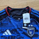Adidas San Jose Earthquakes Mls Soccer Authentic Jersey Aero Blue Black Size L