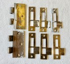 Vintage Antique Glass Door Knob Mortise Lock Hardware Lot 5 Sets Brass Plates