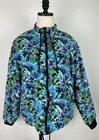 Vintage 90s Jacket Womens Large Padded Colorful Abstract Print Full Zip Grunge