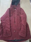 Ridgecut Men   s Hooded Lined Parka Jacket Burgundy Mid-length Full Zip Xl