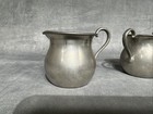 Vintage 3 Piece Pewter Set Creamer Sugar   Candleholder Stick