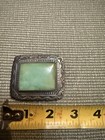 Sterling Silver 0 925 Western Americana Engraved Belt Buckle W  Green Stone