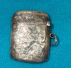 Antique Birmingham 1913 Sterling Silver Scroll Etched Vesta Match Safe Case 16gm