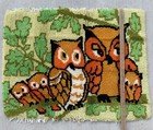 Vintage Owl Baby Owls Latch Hook Rug Nature 70s 1970s Hippy Hippie Art