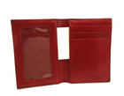 Card Case W Id Window Business Credit Card Leather Fold-over Dark Red
