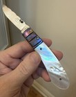 Rare Bob Cargill Custom Damascus mother Of Pearl Folder - Oldport  Tn - Mint