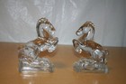 Clear Glass Rearing Horse Bookends Le Smith 