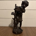 Auguste Moreau Bronze Sculpture Boy Leaning On Tree 15 5    Antique
