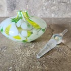 Art Glass Perfume Bottle W  Stopper Abstract Green White Yellow Clear Taiwan