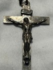 Antique 1890s Catholic Rosary  Brass crucifix  Wooden Black Beads