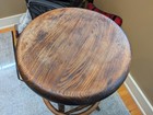 Antique Industrial Cast Iron   Wood Adjustable Locking Swivel Stool