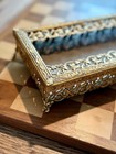 Vintage Hollywood Regency Ornate Brass Filigree Tissue Box Cover Vanity