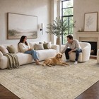 Elegant 8x10 Vintage Distressed Dark Beige Area Rug - Indoor Use Comfort