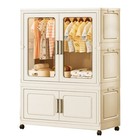 Mobile Wardrobe Wardrobe Closet Rack With Wheels   Clear Window For Home Storage