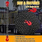 Tow Chain 12 Ft 1 4  Chain G80 Trailer Safety Chain With G70 Hooks Wll 3300 Lbs