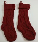18 Inches Personalized Christmas Stockings 4 Pack Cable Knitted Burgundy   Ivory