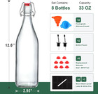 8 Pack  1 Liter   33 Fl  Oz   Swing Top Glass Bottles W  Airtight Stopper Lids    