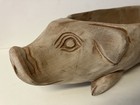 Vintage Primitive Rustic Wood Pig Bowl Serving Dish Planter Hand Carved 15 X 6