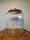 Vintage Lance Cracker Cookie Store Jar 8 Sided W red Metal Lid