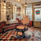 Vintage Barber Chair With Headrest  Footrest  Button-tufted Back  360   Rotation