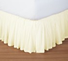 3 Side Ivory Solid Dust Ruffled Gathered Bed Skirt 600 Tc Cotton Open Corner