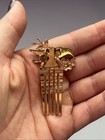 Bird Hair Comb Gold Tone Bluebird Floral Hair Accessory