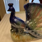 Vintage Iridescent Luster Ceramic Peacock Bird Figurine