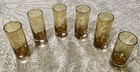 Set Of 6 Vintage Amber Juice Shot Glasses 3 Ounces