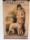 Original 1920s Shanghai Yuefenpai Calendar Poster Woman Walking Borzoi Dog